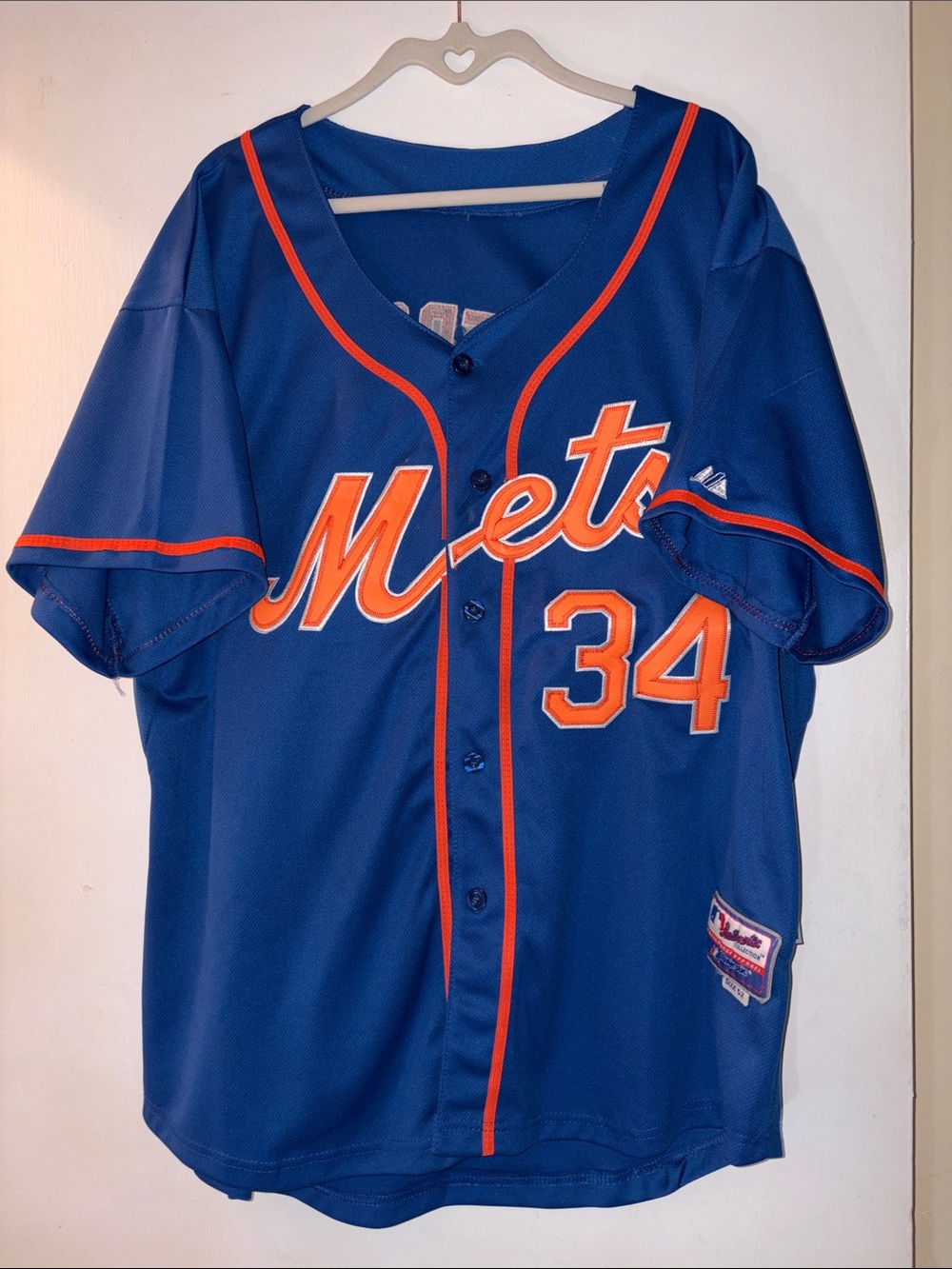 Majestic Blue and Orange Mets Youth Baseball Jersey - #34